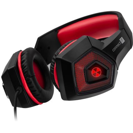 CONNECT IT CHP-5500-RD - LED Ενσύρματα ακουστικά για gaming με μικρόφωνο μαύρο/κόκκινο