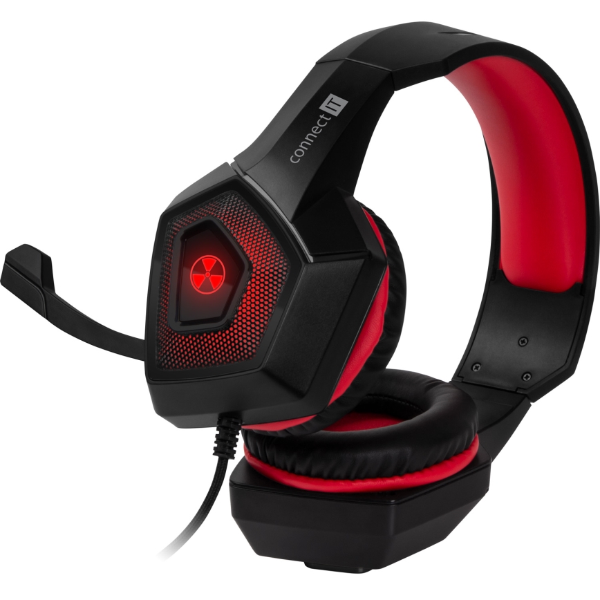 CONNECT IT CHP-5500-RD - LED Ενσύρματα ακουστικά για gaming με μικρόφωνο μαύρο/κόκκινο