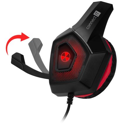 CONNECT IT CHP-5500-RD - LED Ενσύρματα ακουστικά για gaming με μικρόφωνο μαύρο/κόκκινο