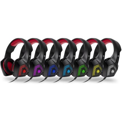 CONNECT IT CHP-5500-RD - LED Ενσύρματα ακουστικά για gaming με μικρόφωνο μαύρο/κόκκινο