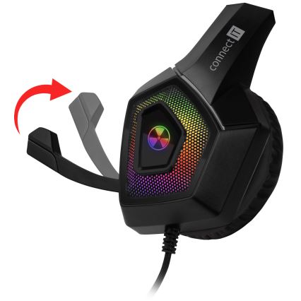 CONNECT IT CHP-5600-BK - LED RGB Ενσύρματα ακουστικά για gaming με μικρόφωνο μαύρο
