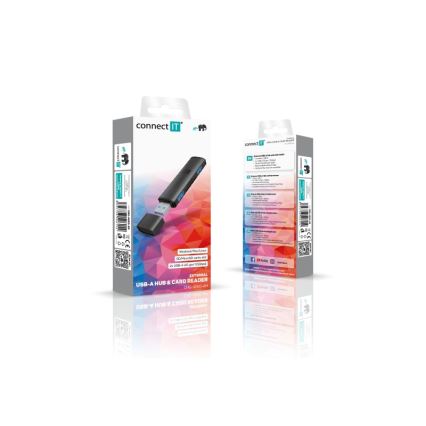 CONNECT IT CHU-4060-AN - Διανομέας USB-A με αναγνώστη καρτών μνήμης 4 σε 1