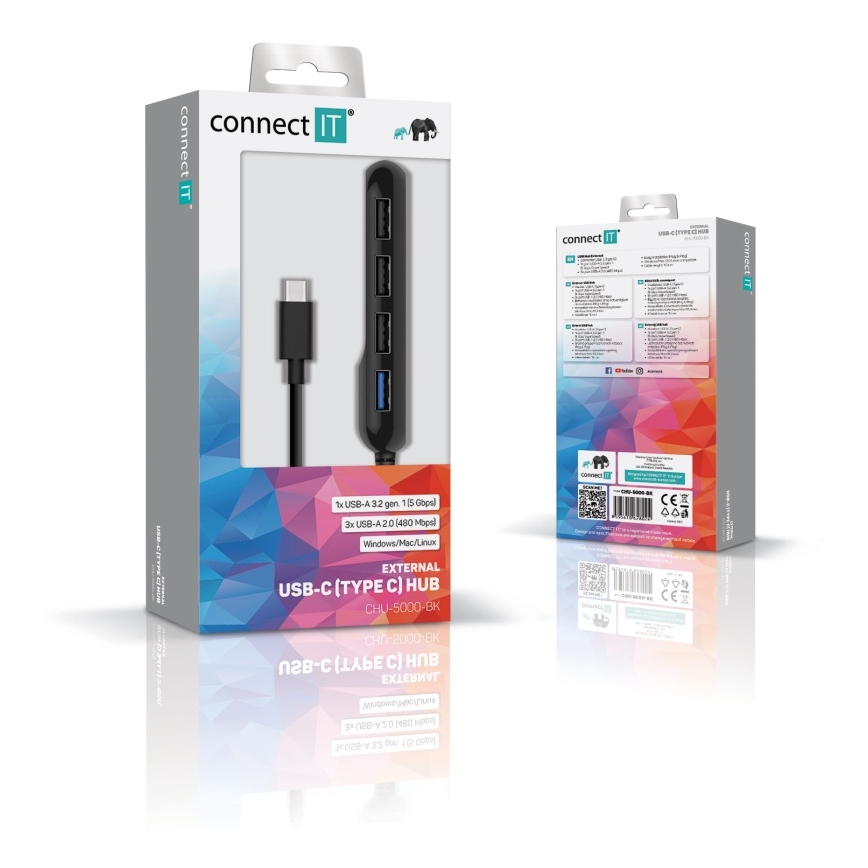 CONNECT IT CHU-5000-BK - USB-C hub 4σε1