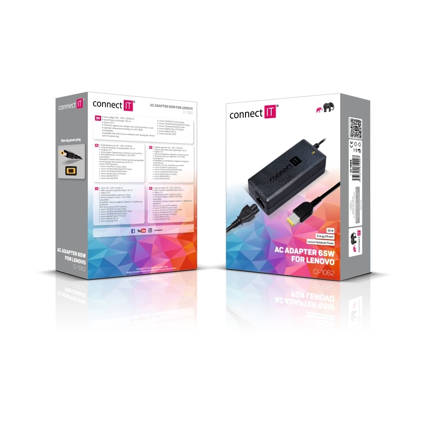 CONNECT IT CI-1062 - Ανάπτορας ισχύος για Lenovo laptops 65W