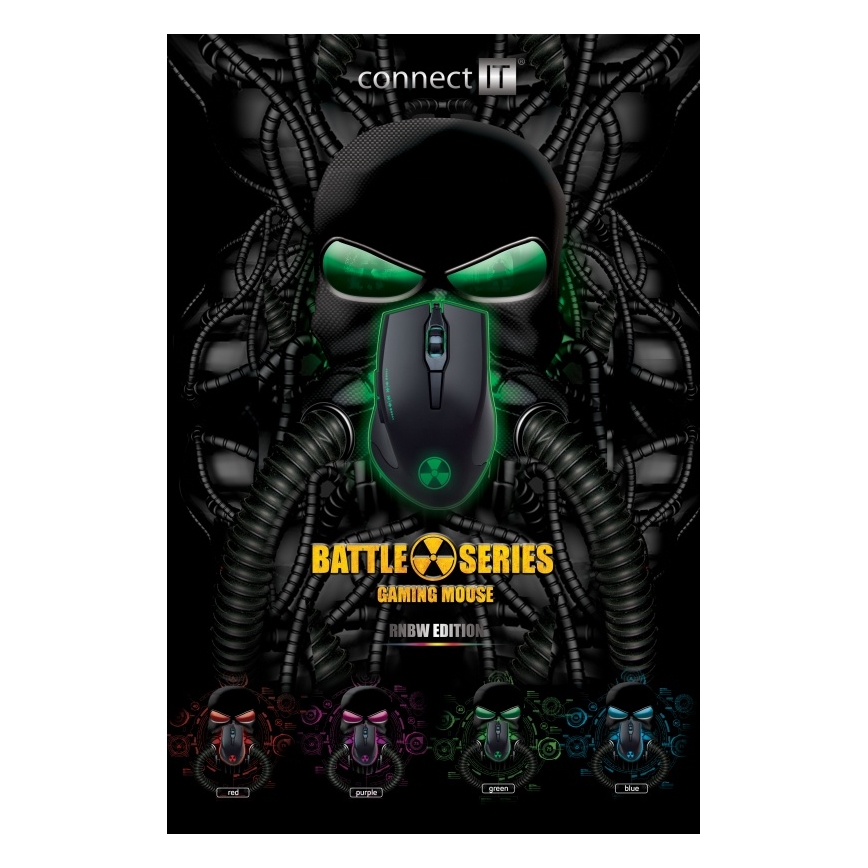 CONNECT IT CI-1128 - LED Ενσύρματο ποντίκι gaming 1000/1200/1600/3200 DPI μαύρο