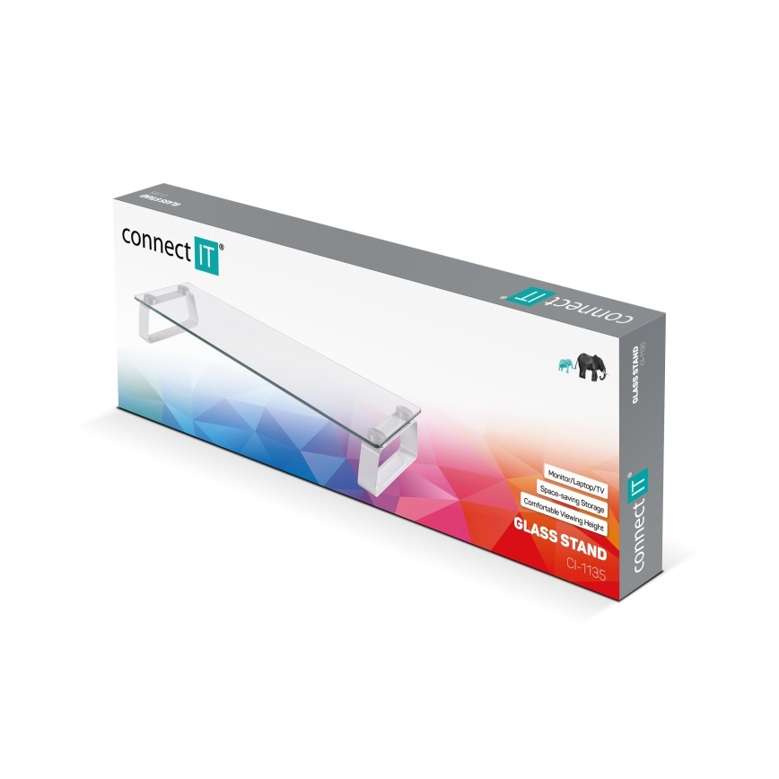 CONNECT IT CI-1135 - Πολυλειτουργική γυάλινη βάση οθόνης διαφανές/λευκό