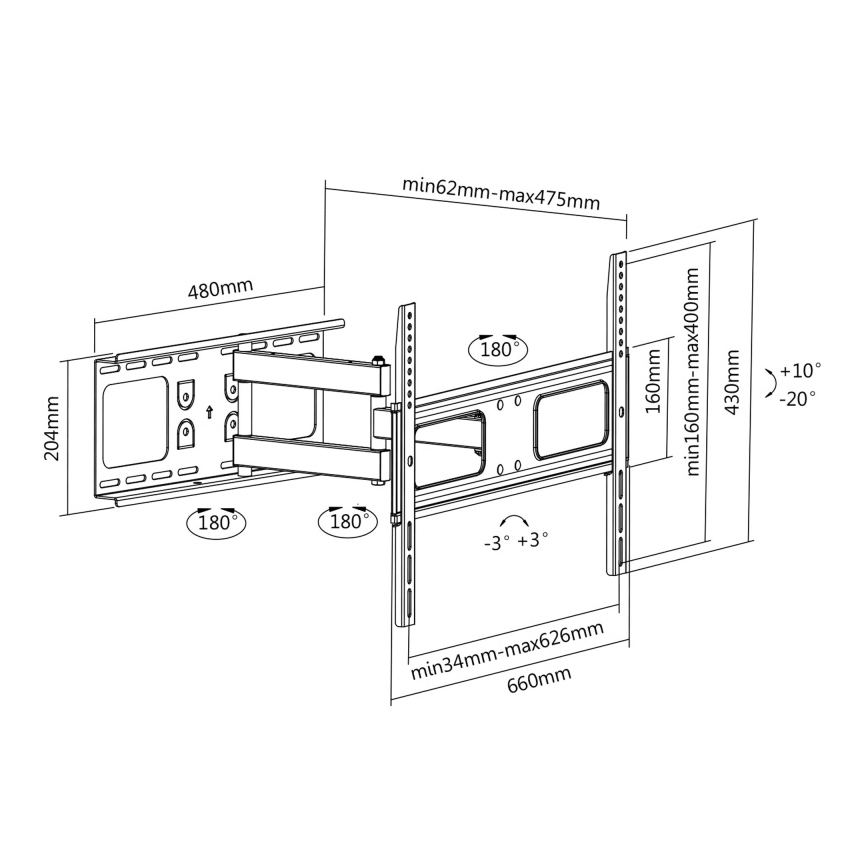 CONNECT IT CI-786 - Επιτοίχια βάση για τηλεοράσεις 37-70” μαύρη
