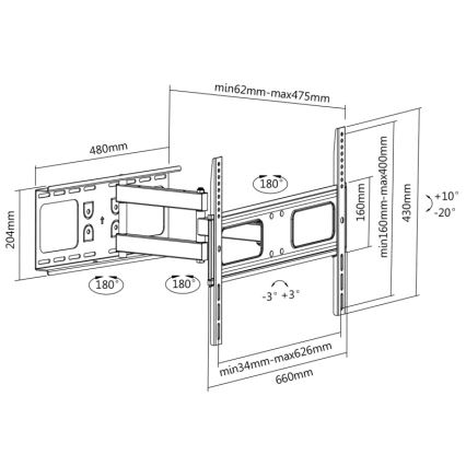 CONNECT IT CI-787 - Βάση τηλεόρασης τοίχου 37-70” λευκό
