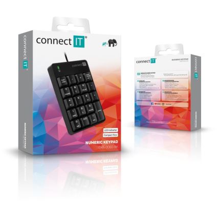 CONNECT IT CKB-0060-BK - Aριθμητικό πληκτρολόγιο ενσύρματο μαύρο