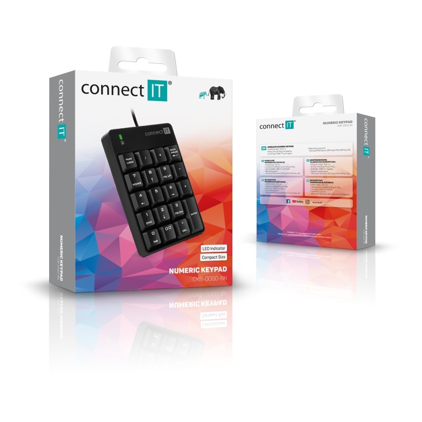 CONNECT IT CKB-0060-BK - Aριθμητικό πληκτρολόγιο ενσύρματο μαύρο