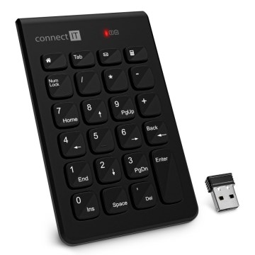 CONNECT IT CKB-0062-BK - Ασύρματο αριθμητικό πληκτρολόγιο 1xAAA μαύρο