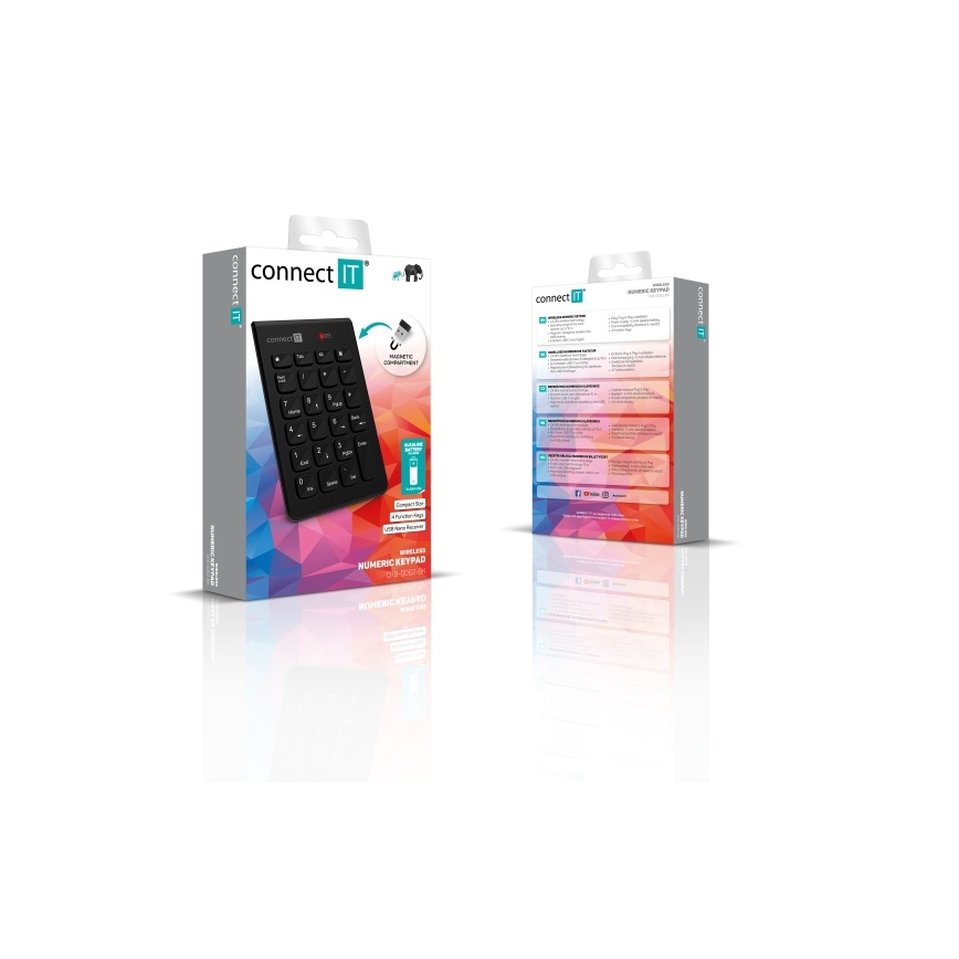 CONNECT IT CKB-0062-BK - Ασύρματο αριθμητικό πληκτρολόγιο 1xAAA μαύρο