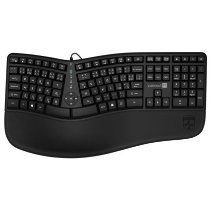 CONNECT IT CKB-2800-CS - Εργονομικό ασύρματο πληκτρολόγιο με τοπική προσαρμογή CZ/SK μαύρο