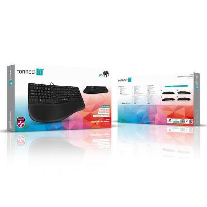 CONNECT IT CKB-2800-CS - Εργονομικό ασύρματο πληκτρολόγιο με τοπική προσαρμογή CZ/SK μαύρο