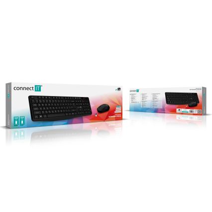 CONNECT IT CKM-4500-CS - Ασύρματο πληκτρολόγιο και ποντίκι 1000 DPI με τοπική προσαρμογή CZ/SK 1xAAA + 1xAA μαύρο