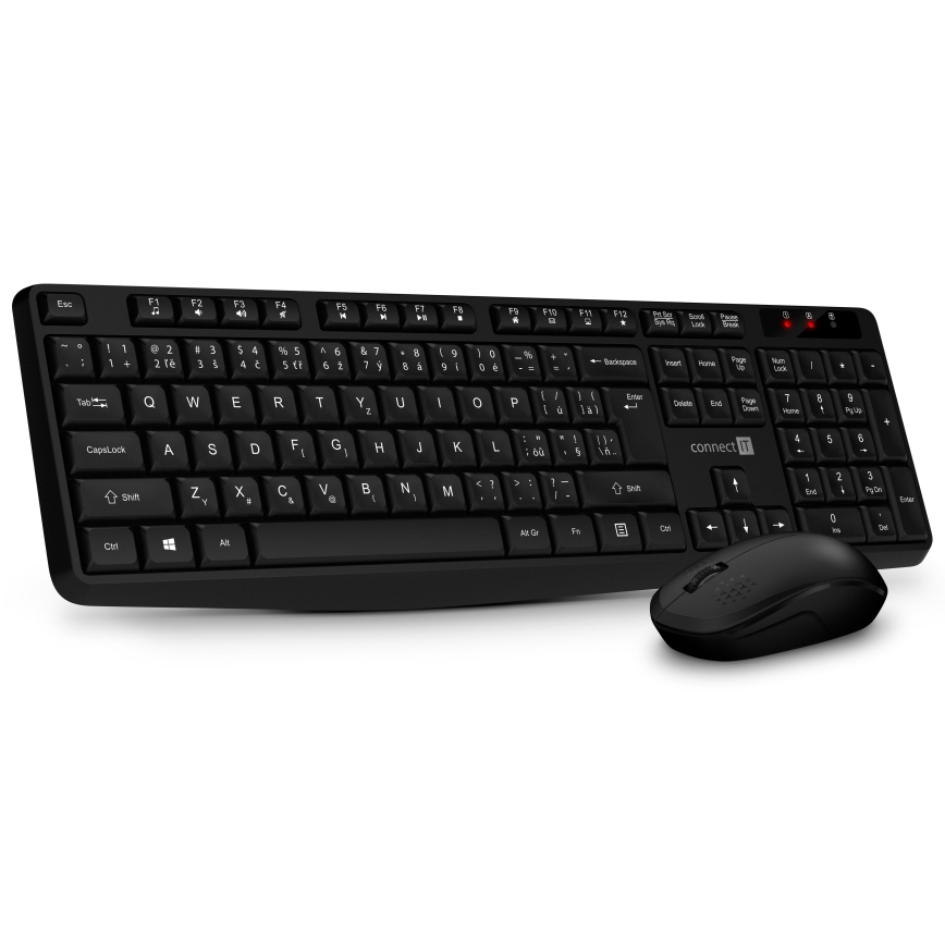 CONNECT IT CKM-4500-CS - Ασύρματο πληκτρολόγιο και ποντίκι 1000 DPI με τοπική προσαρμογή CZ/SK 1xAAA + 1xAA μαύρο