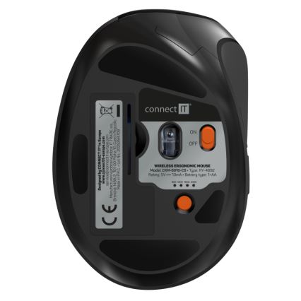 CONNECT IT CKM-6010-CS - Εργονομικό ασύρματο πληκτρολόγιο και ποντίκι 800/1200/1600/2400 DPI με τοπική προσαρμογή CZ/SK 1xAA + 2xAAA μαύρο