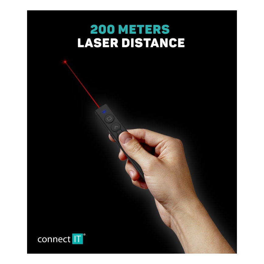CONNECT IT CLP-2050-BK - Ασύρματο presenter με laser pointer 1xAAA