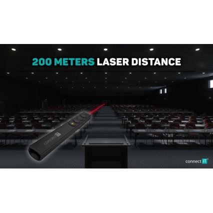 CONNECT IT CLP-2050-BK - Ασύρματο presenter με laser pointer 1xAAA