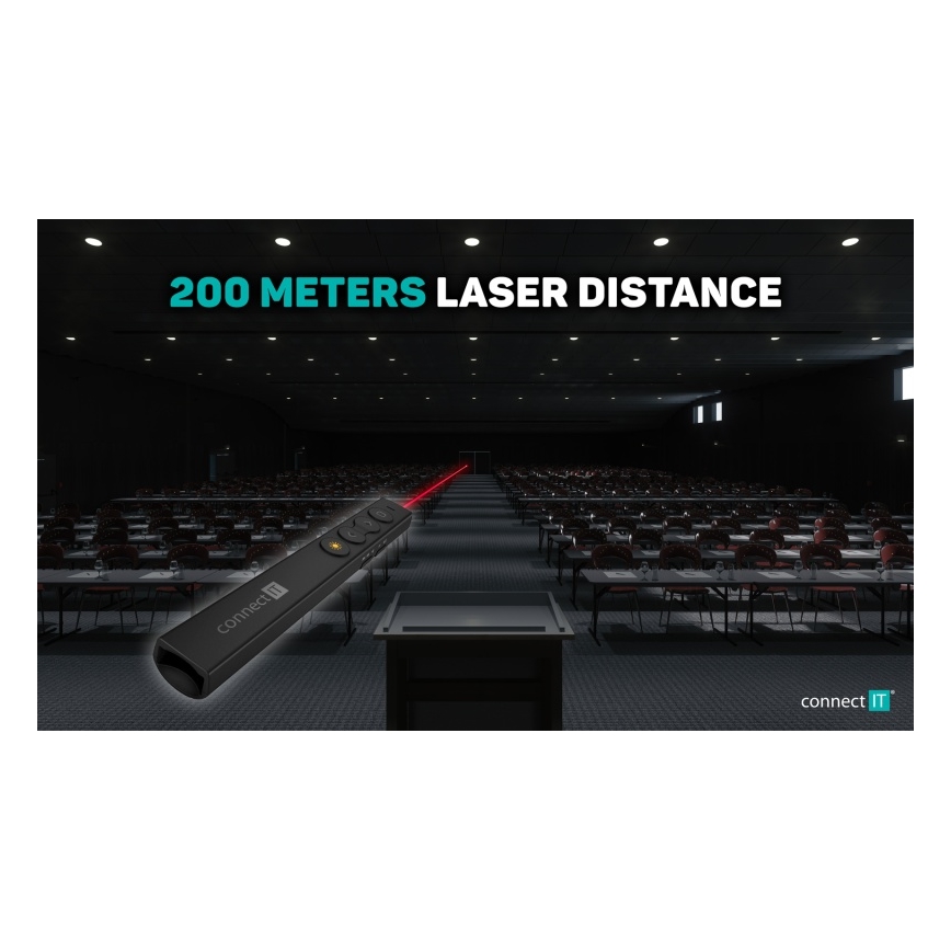 CONNECT IT CLP-2050-BK - Ασύρματο presenter με laser pointer 1xAAA