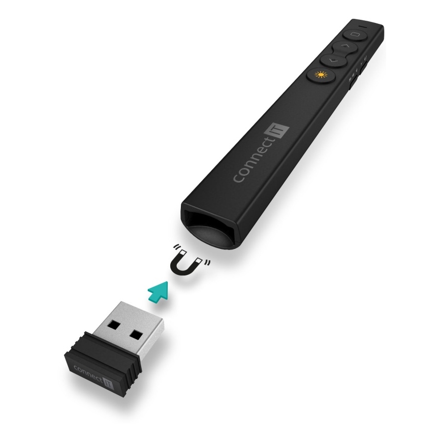 CONNECT IT CLP-2050-BK - Ασύρματο presenter με laser pointer 1xAAA