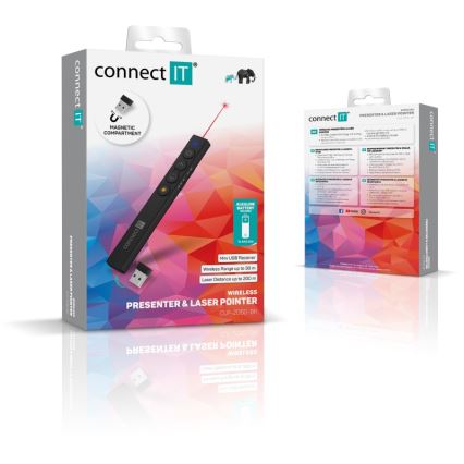 CONNECT IT CLP-2050-BK - Ασύρματο presenter με laser pointer 1xAAA
