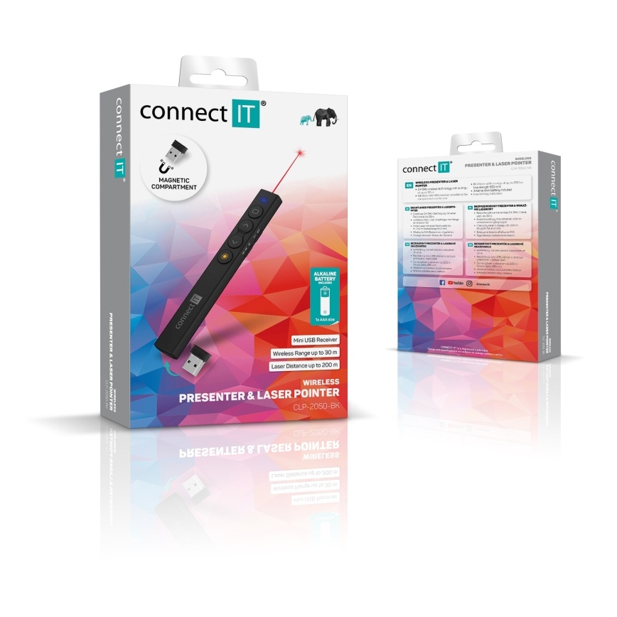 CONNECT IT CLP-2050-BK - Ασύρματο presenter με laser pointer 1xAAA