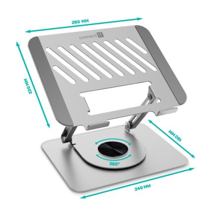 CONNECT IT CMF-2100-SL - Περιστρεφόμενη βάση για laptop ασημί