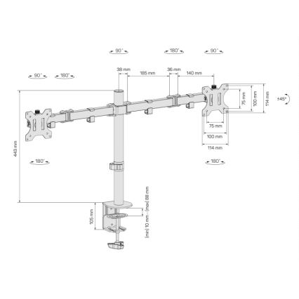 CONNECT IT CMF-3203-BK - Βάση για 2 οθόνες γενικής χρήσης 13-32” μαύρο
