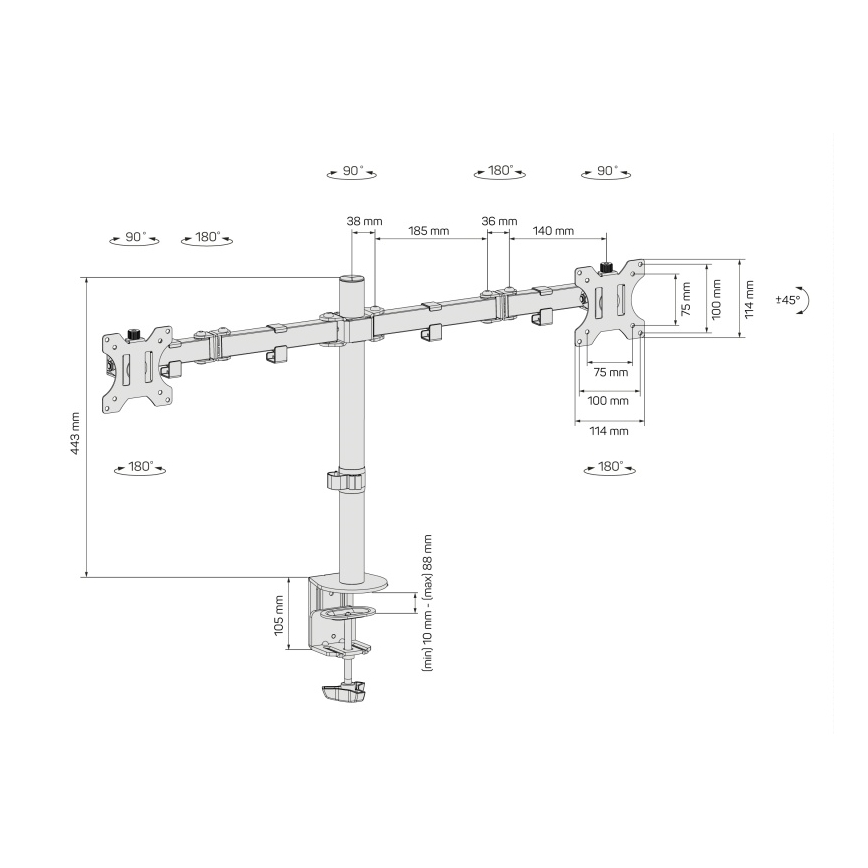 CONNECT IT CMF-3203-BK - Βάση για 2 οθόνες γενικής χρήσης 13-32” μαύρο