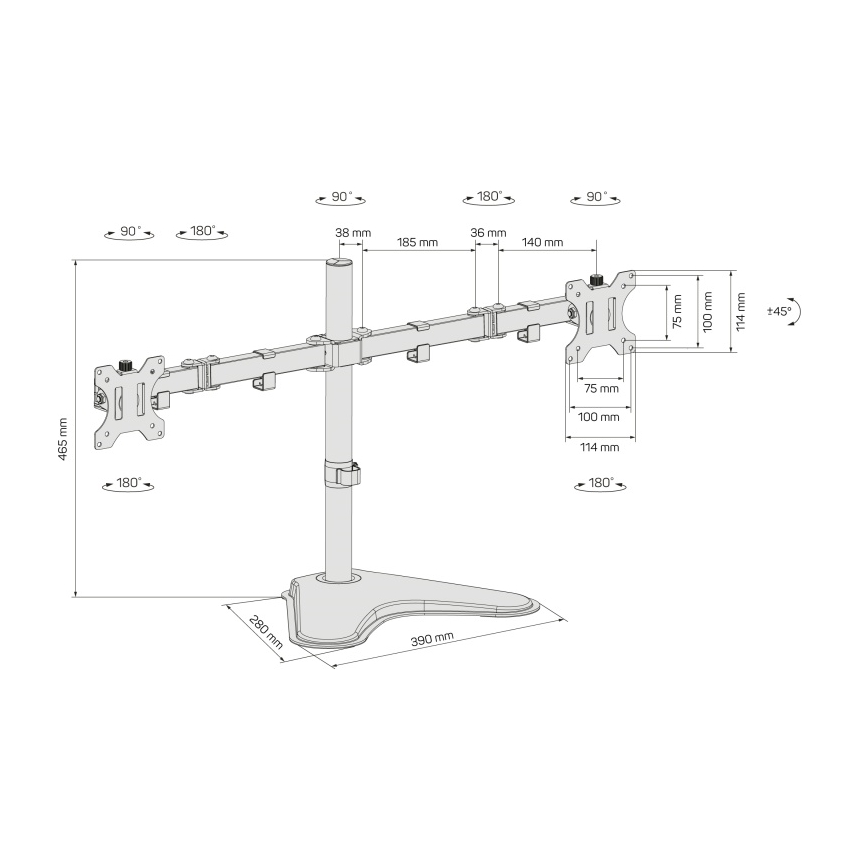CONNECT IT CMF-3204-BK - Βάση για 2 οθόνες γενικής χρήσης 13-32” μαύρο
