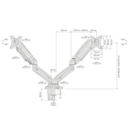 CONNECT IT CMF-3207-BK - Βάση για 2 οθόνες γενικής χρήσης 13-27” μαύρο