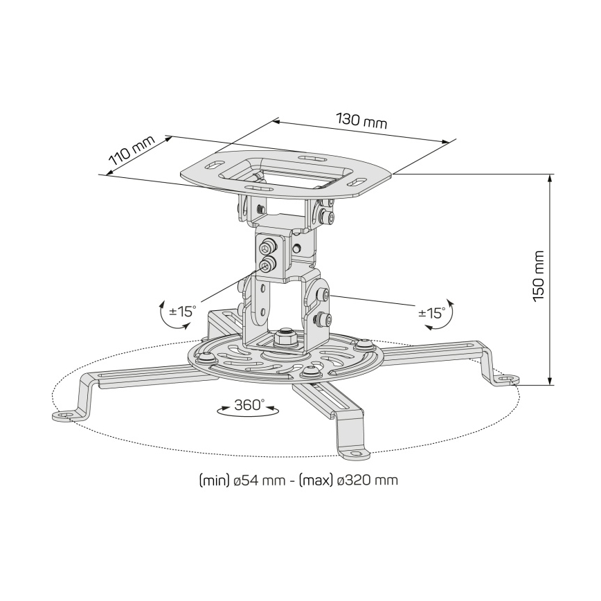 CONNECT IT CMF-6020-BK - Βάση Projector οροφής μαύρο