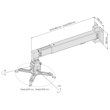 CONNECT IT CMF-7020-SL - Βάση προβολέα τοίχου ασημί