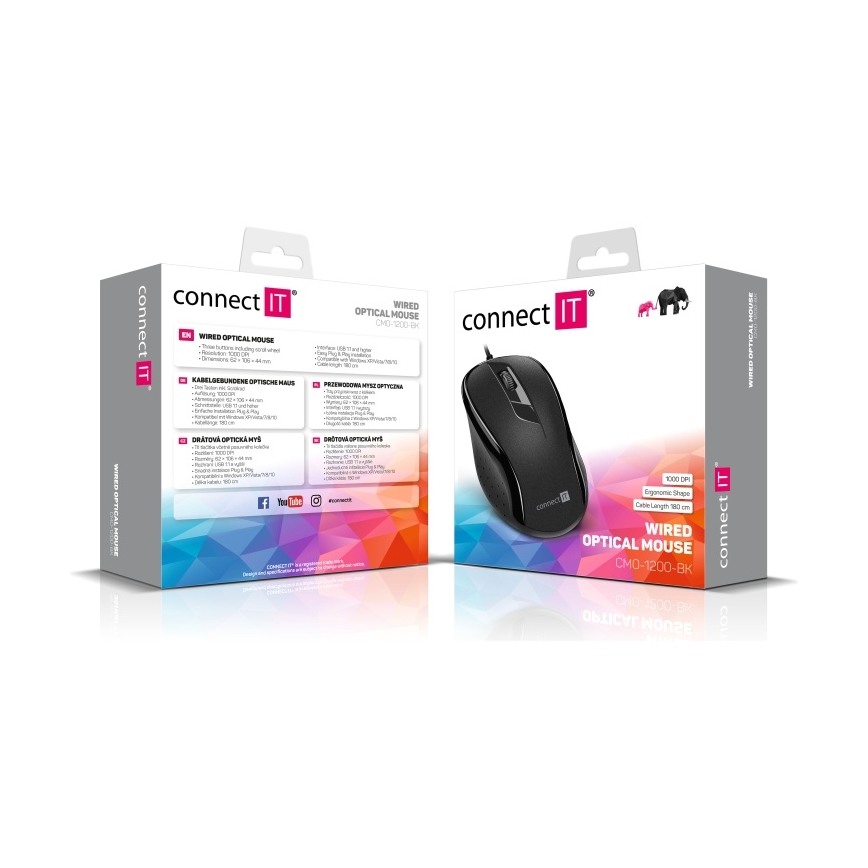 CONNECT IT CMO-1200-BK - Ενσύρματο ποντίκι 1000 DPI μαύρο