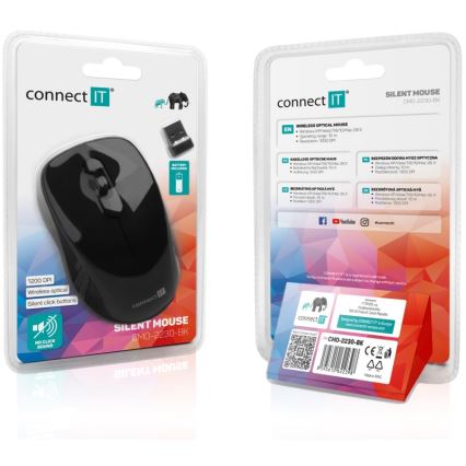 CONNECT IT CMO-2230-BK - Ασύρματο αθόρυβο ποντίκι MUTE 1200 DPI 1xAA μαύρο