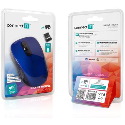 CONNECT IT CMO-2230-BL - Ασύρματο αθόρυβο ποντίκι MUTE 1200 DPI 1xAA μαύρο/μπλε