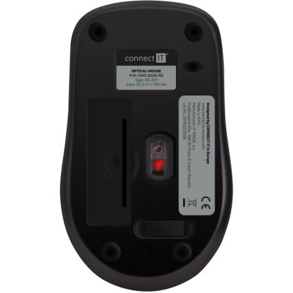 CONNECT IT CMO-2230-RD - Ασύρματο αθόρυβο ποντίκι MUTE 1200 DPI 1xAA μαύρο/κόκκινο