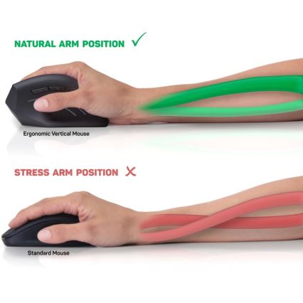 CONNECT IT CMO-2510-BK - Εργονομικό ασύρματο ποντίκι Verti Wireless 800/1200/1600 DPI 2xAAA μαύρο