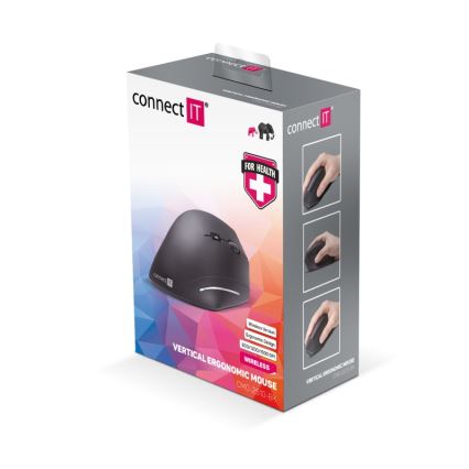 CONNECT IT CMO-2510-BK - Εργονομικό ασύρματο ποντίκι Verti Wireless 800/1200/1600 DPI 2xAAA μαύρο