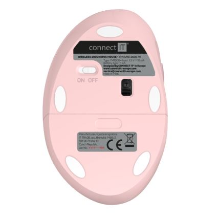 CONNECT IT CMO-2600-PK - Εργονομικό ασύρματο ποντίκι 800/1200/1600 DPI, 1x AA, ροζ