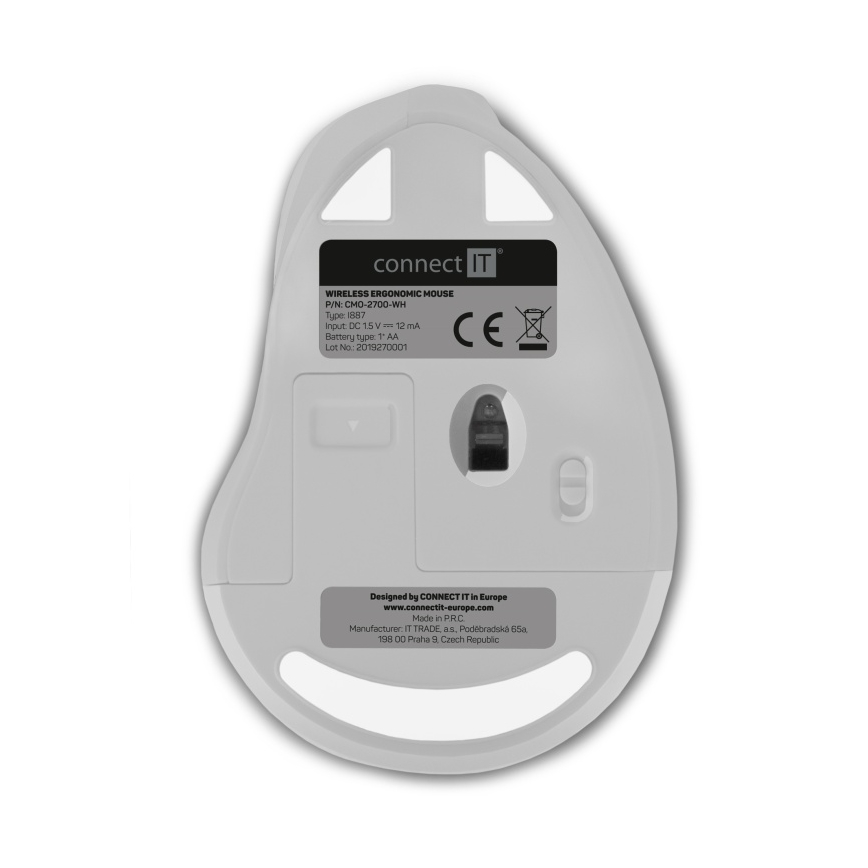 CONNECT IT CMO-2700-WH - Εργονομικό ασύρματο ποντίκι 800/1200/1600 DPI 1xAA λευκό