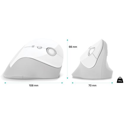 CONNECT IT CMO-2700-WH - Εργονομικό ασύρματο ποντίκι 800/1200/1600 DPI 1xAA λευκό