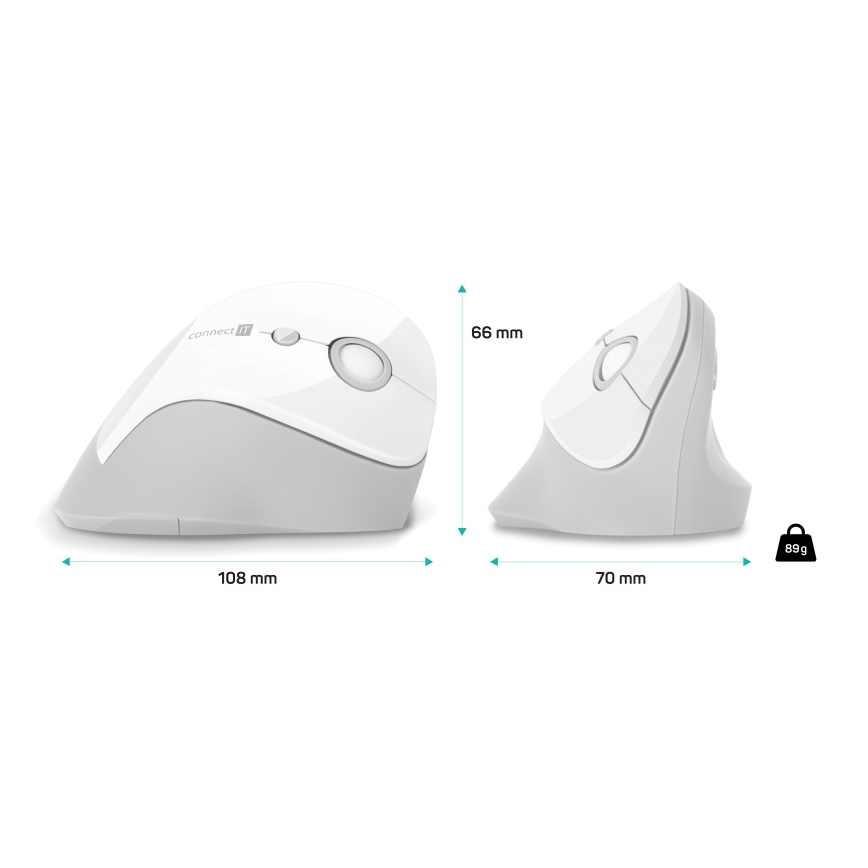 CONNECT IT CMO-2700-WH - Εργονομικό ασύρματο ποντίκι 800/1200/1600 DPI 1xAA λευκό