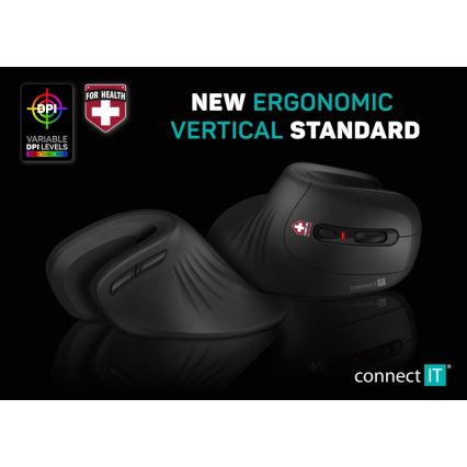 CONNECT IT CMO-2900-BK - Εργονομικό ασύρματο ποντίκι 800/1200/1600 DPI 1xAA μαύρο