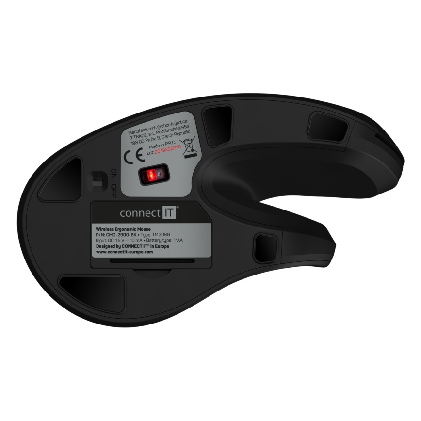 CONNECT IT CMO-2900-BK - Εργονομικό ασύρματο ποντίκι 800/1200/1600 DPI 1xAA μαύρο