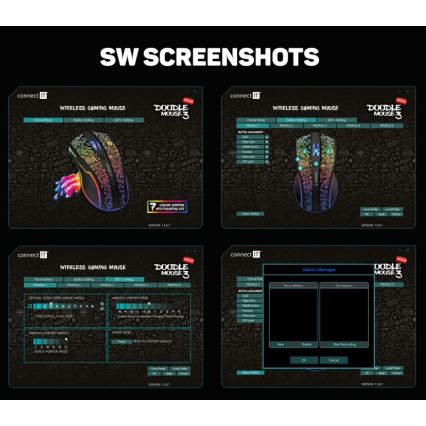 CONNECT IT CMO-3530-DD - LED RGB Ασύρματα επαναφορτιζόμενο gaming mouse 800/1200/1600/2400/4800 DPI 600 mAh μαύρο