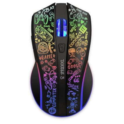 CONNECT IT CMO-3530-DD - LED RGB Ασύρματα επαναφορτιζόμενο gaming mouse 800/1200/1600/2400/4800 DPI 600 mAh μαύρο