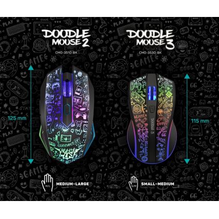 CONNECT IT CMO-3530-DD - LED RGB Ασύρματα επαναφορτιζόμενο gaming mouse 800/1200/1600/2400/4800 DPI 600 mAh μαύρο