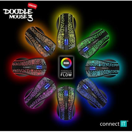 CONNECT IT CMO-3530-DD - LED RGB Ασύρματα επαναφορτιζόμενο gaming mouse 800/1200/1600/2400/4800 DPI 600 mAh μαύρο